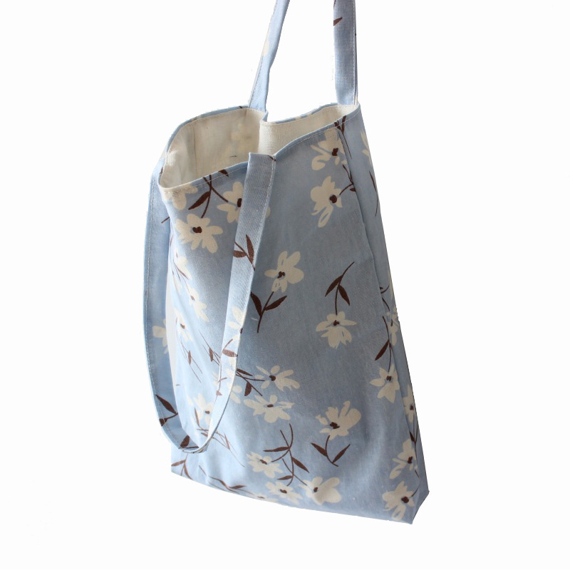 Reusable Shopping Bag Eco Women Handbag Foldable Beach Bag Daily Use Shoulder Bag Flower Print Casual Canvas Tote