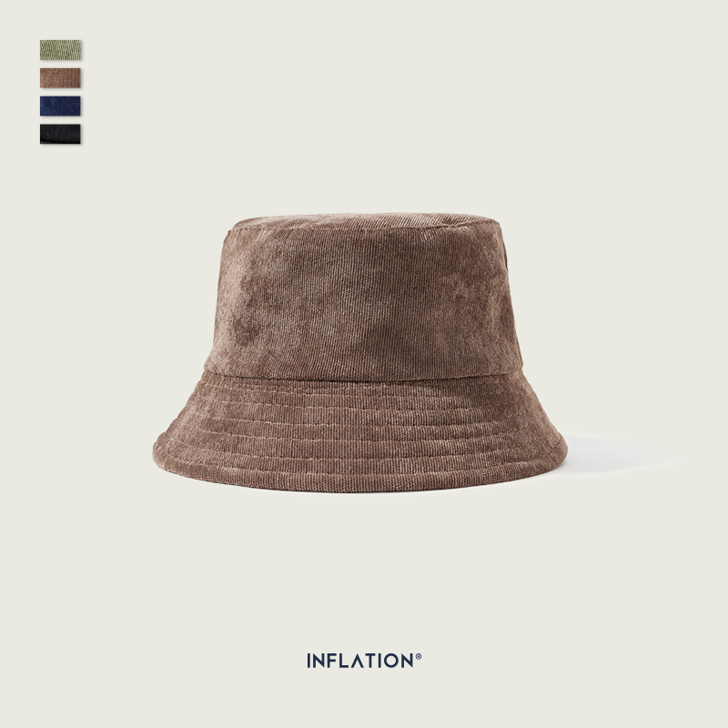 INFLATION Men Flat Fishman Hat Corduroy Material Autumn Winter Bucket Hat Streetwear Sold Color Men Winter Backet Hat 174CI2019