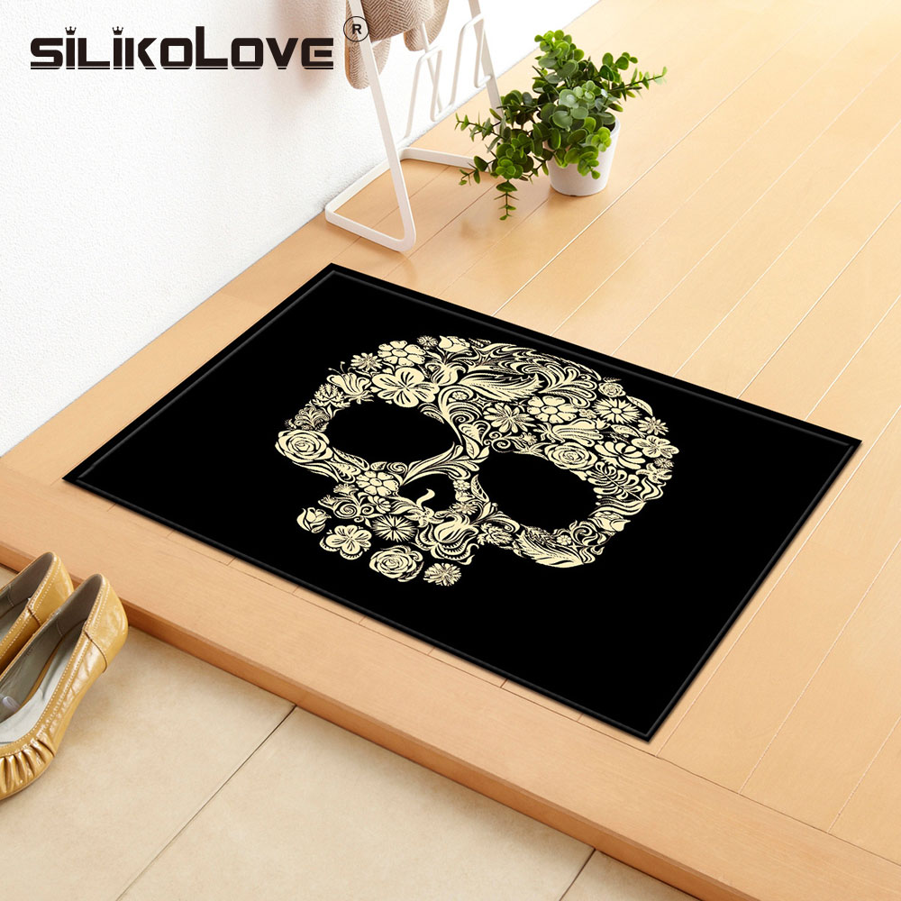 SILIKOLOVE 40*60cm Color Skull Anti Slip Floor Mats Carpet Entrance Doormat For Entrance Door Mat Outdoor Front