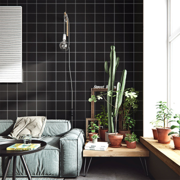 3M/5M Kitchen Bathroom Tile Stickers PVC Waterproof Self Adhesive Wallpaper Rolls Bedroom Home Decor Black White Gray Wall Paper