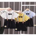 Suspender Breathable Rompers Stripes Bowknot Baby Garments