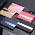 Luxury PU Leather Business Card Holder with Magnetic Buckle Slim Pocket Name Card Holder Stainless Steel Credit Card ID Case