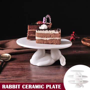 Cute Rabbit Ceramic Tableware Afternoon Tea Snack Plate Cake Tableware Kitchen Utensils For Food Dessert Plates Party Decorative