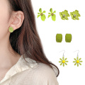 Avocado Green Flower Earrings Summer Geometric Matcha Fresh Female Earrings Fashion Jewelry