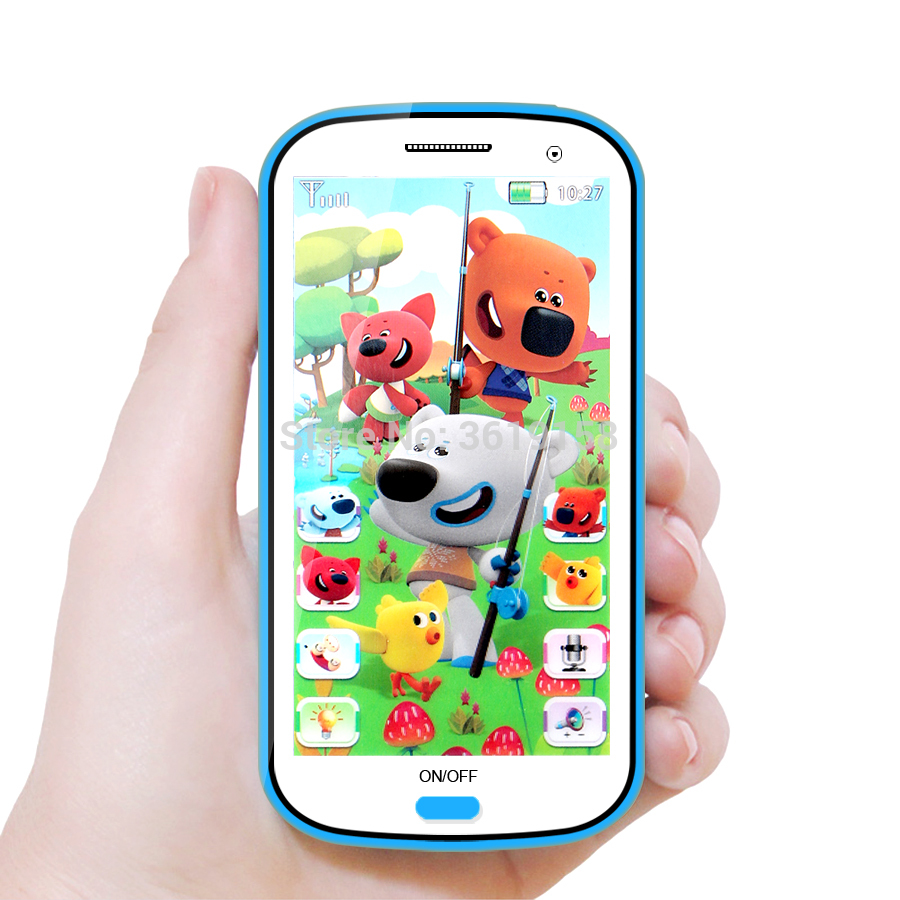 Russian Language 4D Cartoon Bears Anime Learning Mobile Phone Toy with Light,Record and Song Story Machine Yphone for Baby Toy