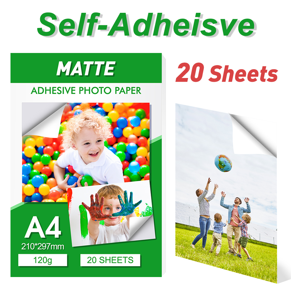 UniPlus Strong Adhesive Matte Photo Paper A4 20 Sheets Sticky Printer Paper Album Photo for Color Inkjet Printer 297*210mm A4