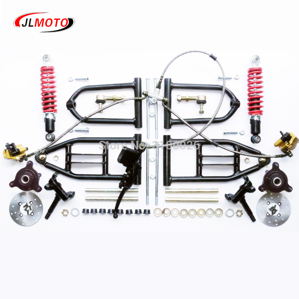 1Set 340mm Suspension 250mm Shock Swing Arm Steering Knuckle Spindle with 110mm Disc Brake 3 STUD Wheel Hub Fit For Buggy ATV