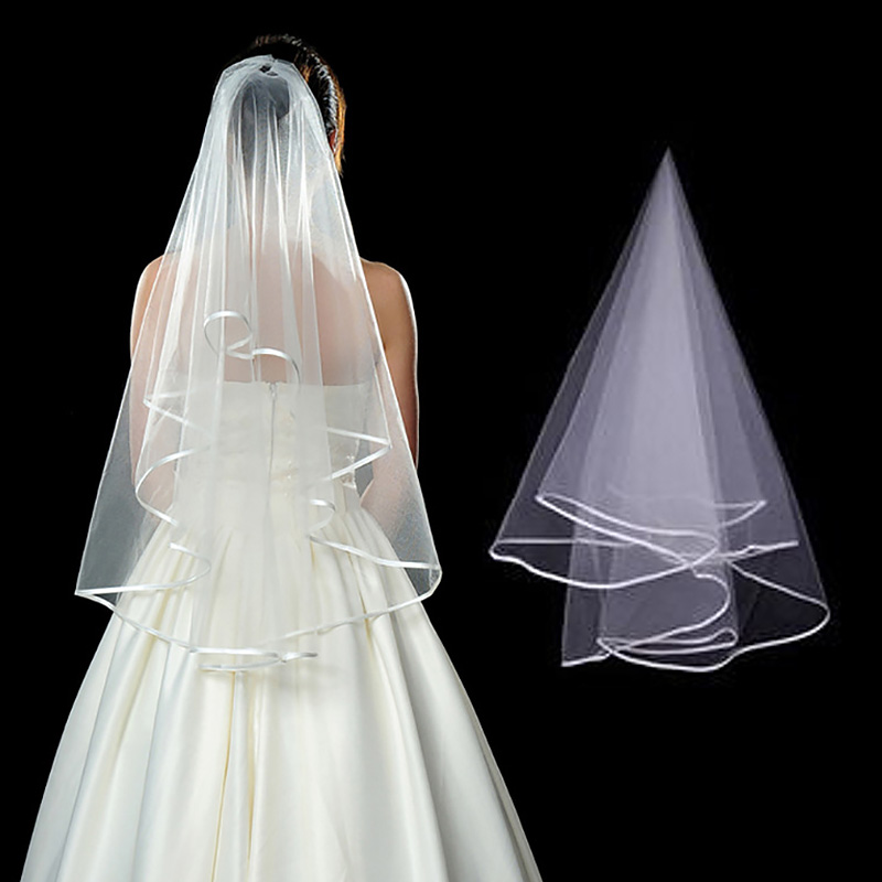 Simple Short Tulle Wedding Veils Cheap White Bridal Veil for Bride for Mariage Wedding Accessories