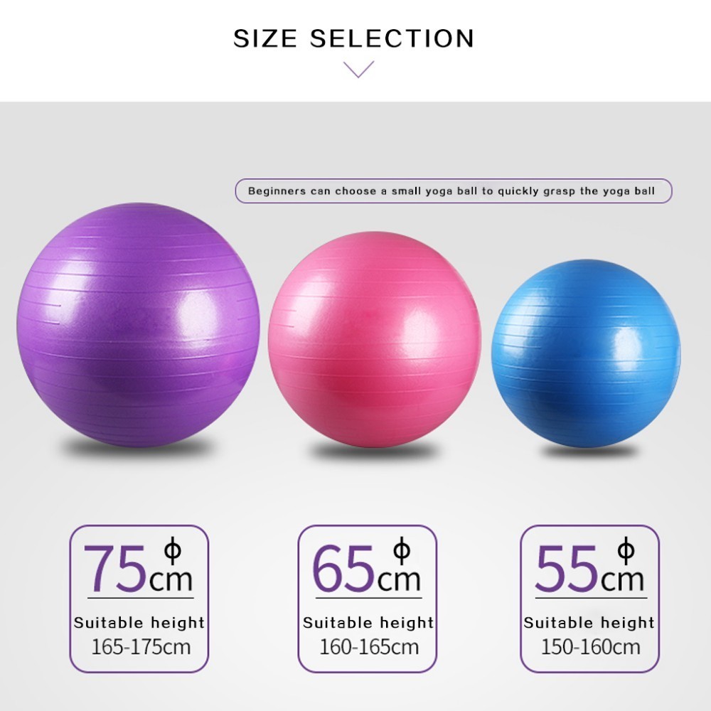 WorthWhile Gym Yoga Balls Pilates Fitness Exercise Balance Ball Workout Training Powerball Equipment Accessories 55cm 65cm 75cm