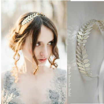 Baroque Metal Gold Leaf Headband Leaves Headpiece Tiara Hairband For Women Forehead Hair Jewelry Wedding headwear