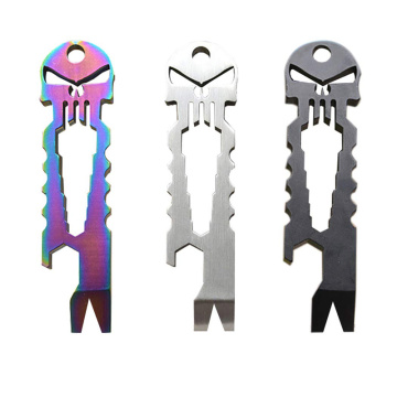 Stainless Steel Tactical EDC Portable Pocket Multi-tool Skull Crowbar Keychain Mini Bottle Opener Spanner Multifunctional Tool