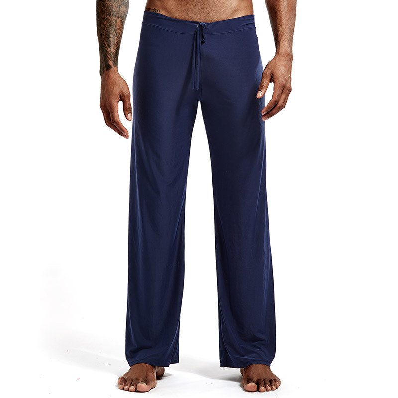 Men's Sleepwear Home Trousers Pajamas Solid Color Wide Loose Ice Silk Plus Size Trousers Yoga Pants Fashion Comfortable Homewear