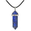 Natural Stone Bullet Shape Pendant Necklaces Chains Hexagonal Prism Chakra Reiki Crystal Jewelry for women men