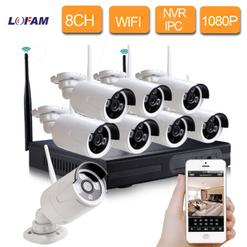 LOFAM WIFI CCTV System 8CH 1080P 2MP HD Wireless NVR Kit Outdoor IR Night Vision Video Security Surveillance Set With 8 Cameras