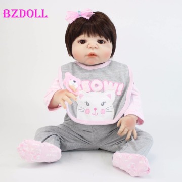 55cm Full Silicone Reborn Baby Doll Toy For Girl Vinyl Newborn Bebe Bathe Accompanying Boneca Fashion Birthday Gift