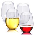 Stemless Red and White Wine Glasses 16oz, Unbreakable Tritan Plastic Wine Tumblers Set for Holiday, Party, Birthday