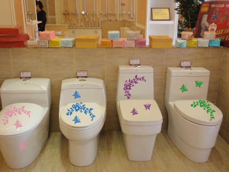 1Pc Decorative Butterfly Flower Vine Toilet Wall Sticker Removable Art Decals Waterproof Home Bathroom Living Room Decor Sticker