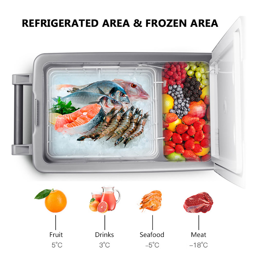 30L 12/24V Portable Car Fridge/Freezer Mini DC Compressor Refrigerator With Handle For Car/Truck