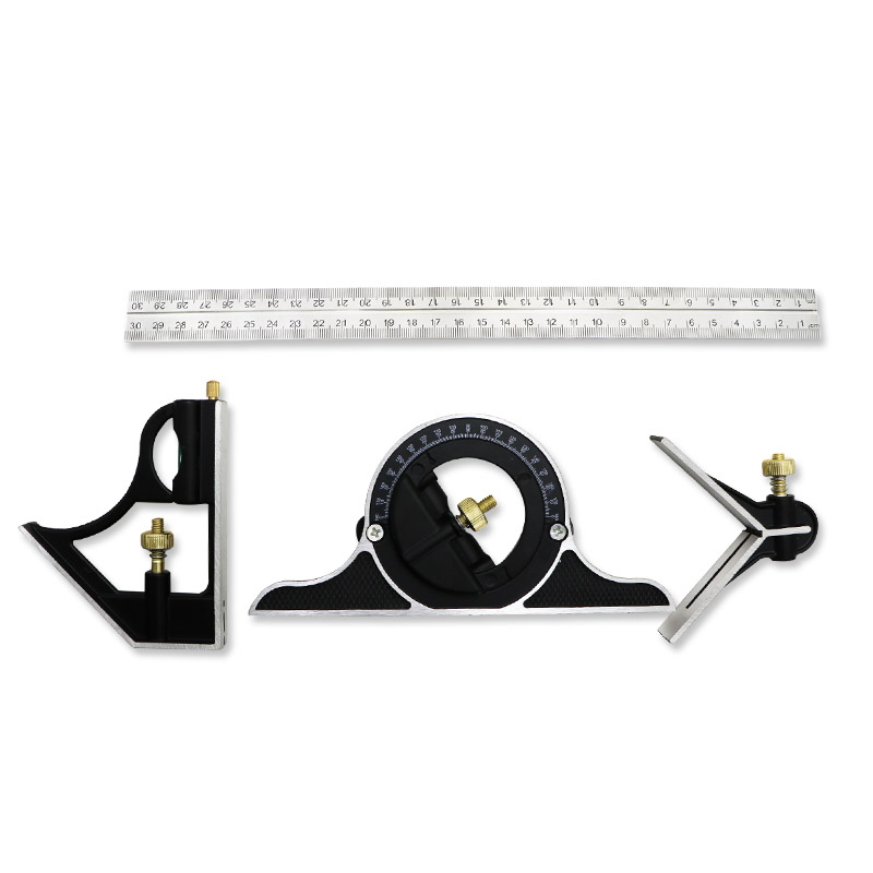 SHAHE New Combination Square Angle Ruler Stainless Steel Angle Protractor 300 mm Multi-function Angle Ruler Angle Measuring Tool