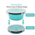 EPASUN Round Silicone Folding Portable Bento Box Collapsible Lunch Box for kid Food Dinnerware Microwave Food Storage Container