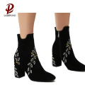 chunky middle heel women ankle boots