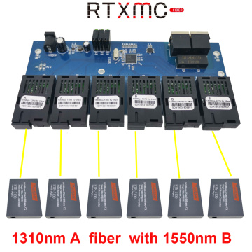 6F2E 10/100M Fast Ethernet Switch Converter 25KM Fiber Optical Media Converter Single Mode 2*RJ45 and 6 Port SC fiber PCBA