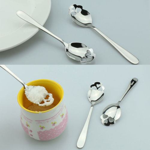 Novelty Spoon Fashion Stainless Steel Skull Shape Coffee Sugar Tableware Kitchen Teaspoon Spoon Dessert Gothic Funny Gift