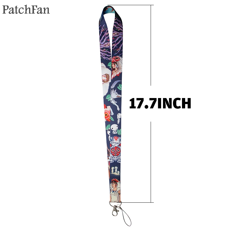 Patchfan Princess cartoon keychain lanyard webbing ribbon neck strap fabric para id badge phone holders necklace A1422