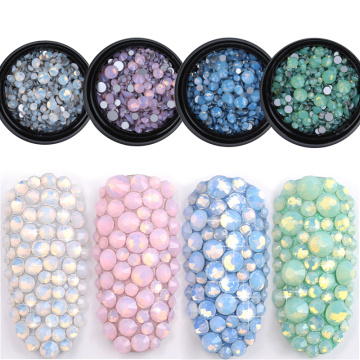 1pack Mixed Size (SS4-SS20) Crystal Colorful Opal Nail Art Rhinestone Decorations Glitter Gems 3D Manicure Books Accessory