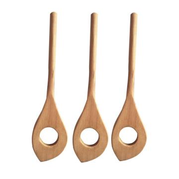 3/2/1PCS Maple Wood Small Mixing Hole Spoon Wooden Mixing Egg Beater Stirring Rod Stirring Spoons for Bar Kitchen Supplies