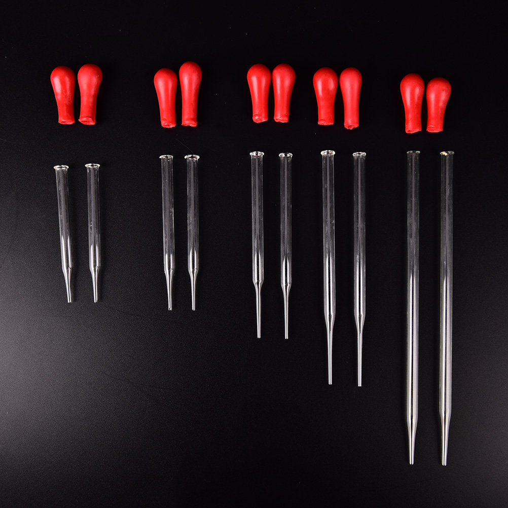 2Pcs Glass Dropper Medicine Pipette Durable Silicone Head Liquid Dropper Burette Transfer Pipette Lab Supplies 9/10/12/15/20 cm