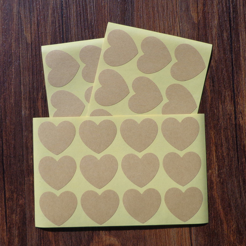 108pcs/lot Heart Shaped Blank Kraft Paper Stickers Seal Labels Gift Lables Stickers Gift Wrapping DIY Wedding Party Decoration