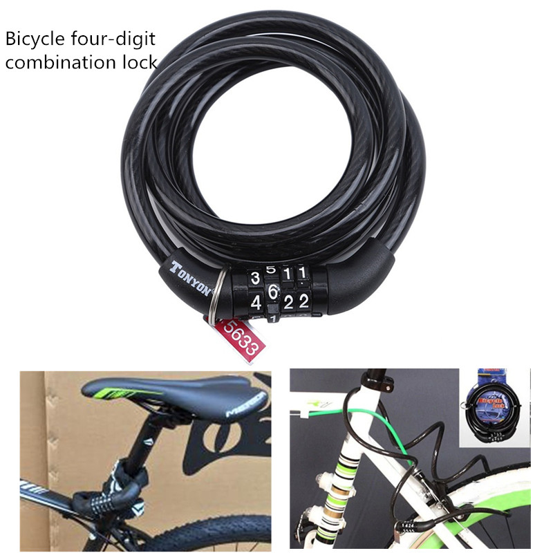 Bike Lock 4 Digit Code Combination Bicycle Lock Bicycle Security Lock Bicycle Equipment MTB Anti-theft Ring Lock