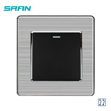 SRAN UK Standard 1Gang 3way rocker switch,250V 16A wall switch stainless steel panel 86mm*86mm white/black/gold