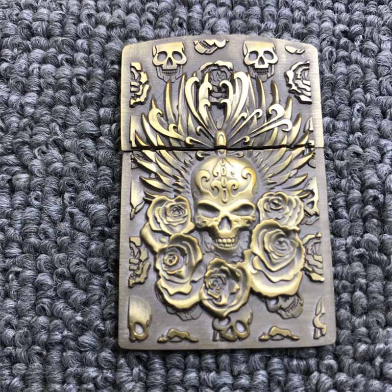 Metal Badge for Kerosene lighter Oil Lighter DIY Handmade Smoker Accessories Gadgets Lighters Skull carving 015
