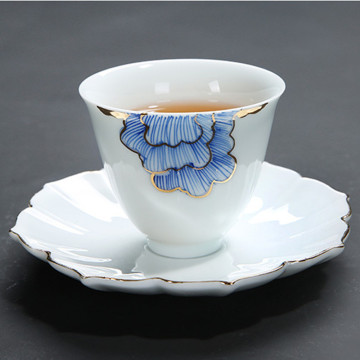 Hand-painted gold-painted tea cup with saucer household ceramic small teacup single pinming tea master cup