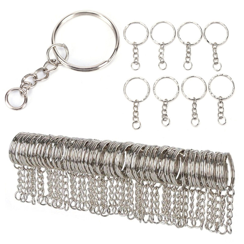 100 Pcs/Set Stainless Key Chains y Alloy Circle DIY 25mm Keyrings Jewelry Keychain Making Jewelry Accessories