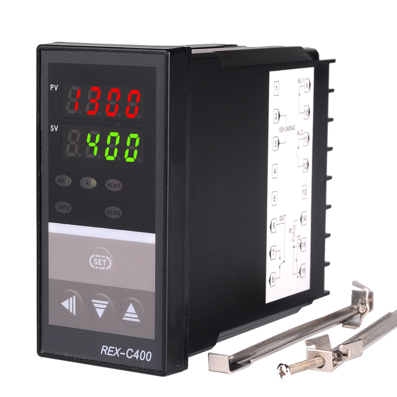 Dual Digital PID Temperature Controller REX-C400 with Sensor K thermocouple, Relay Output