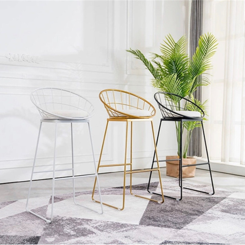 Modern Bar Stool Chairs High Chair Simple Wrought Iron Bar Chair Gold Stool Modern Dining Chair Nordic Leisure Bar Table Stools