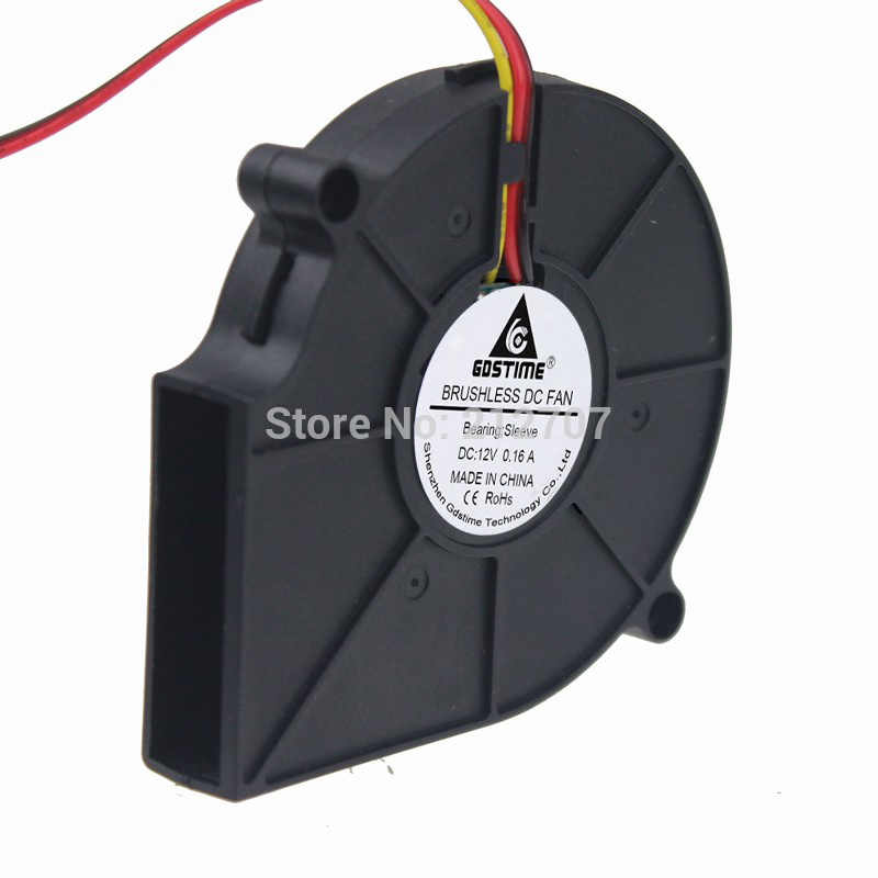 1 Piece Gdstime 3 Pin 12V 75x75x15mm 75mm Turbo Blower Radial DC Cooling Fan