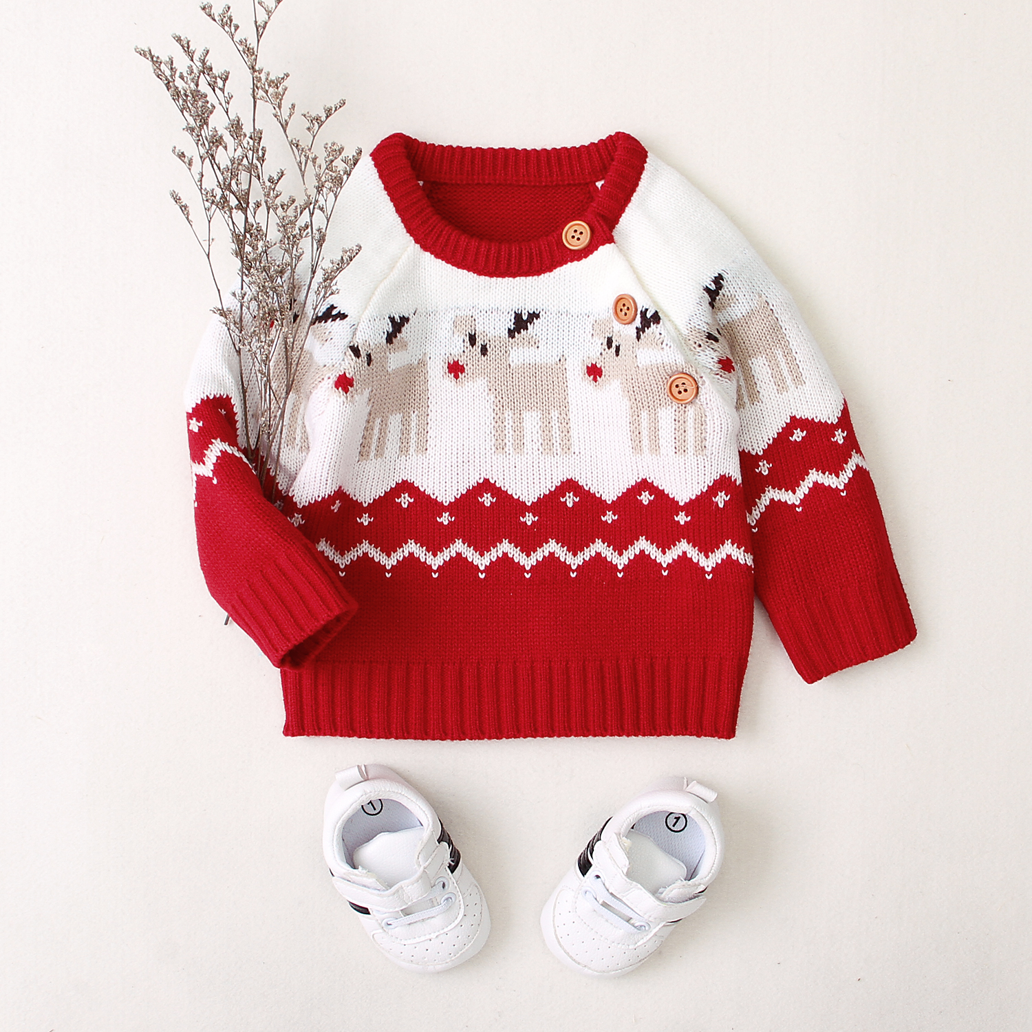 2020 New Winter Christmas 0-18M Newborn Baby Boy Girl Elk Pattern Long Sleeve Sweater Toddler Xmas Knitted Outfit Clothes