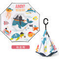 Children's Cartoon Cute Umbrella Reverse Umbrella Hand-free Sunny Rain Dual-purpose Umbrella Student Long Handle Double Umbrella