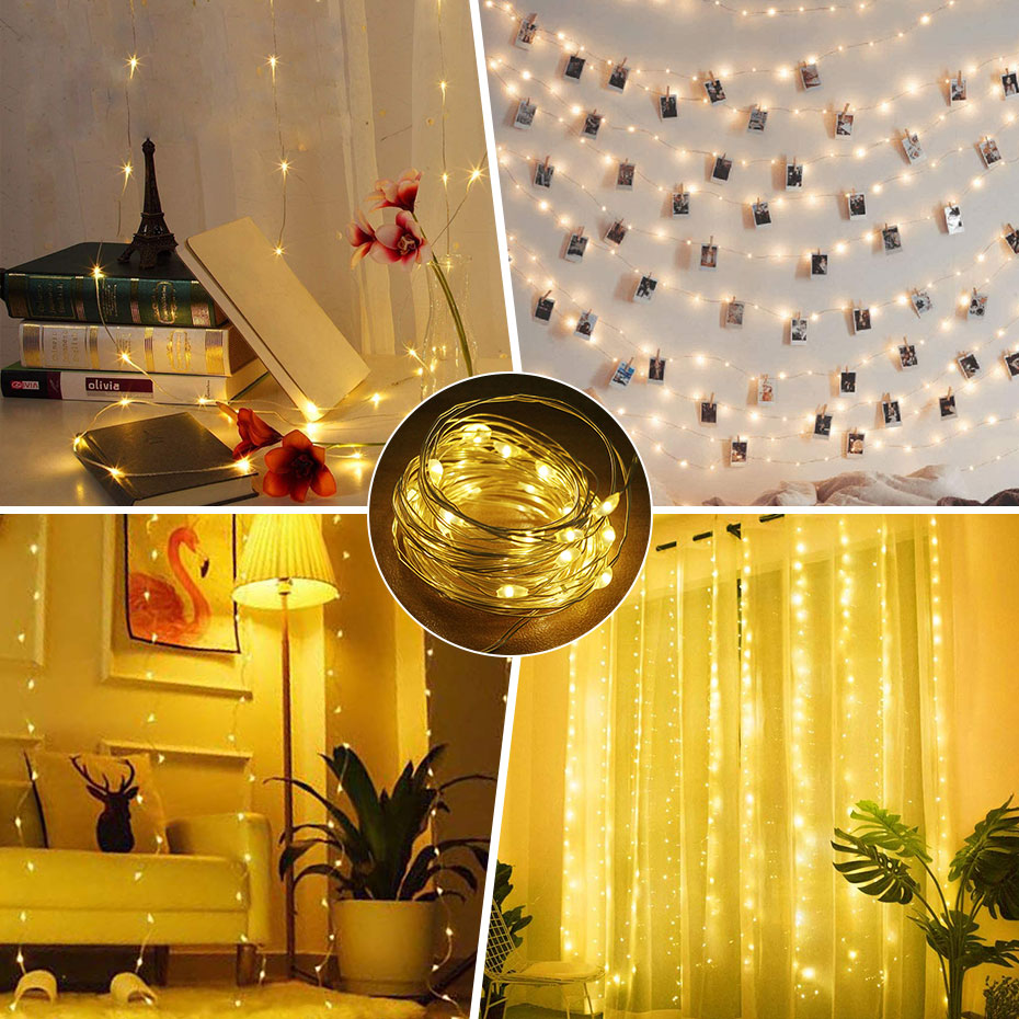USB DC5V Curtain Light 8 Modes Led Light String for Holiday New Year Fairy Garland Christmas Tree Wedding Party Decoration