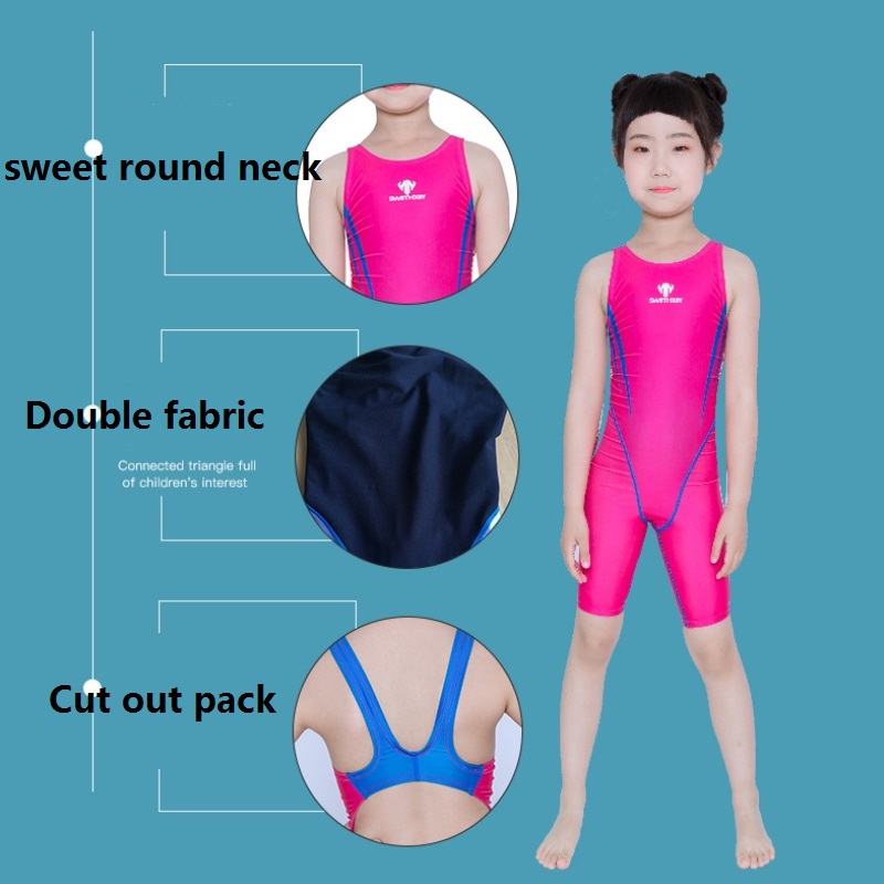 HXBY Kids Competitive Swimming One Piece Swimsuit Knee Boys Swimsuits Bathing Suit Swim Wear racing swimwear jammer trunks