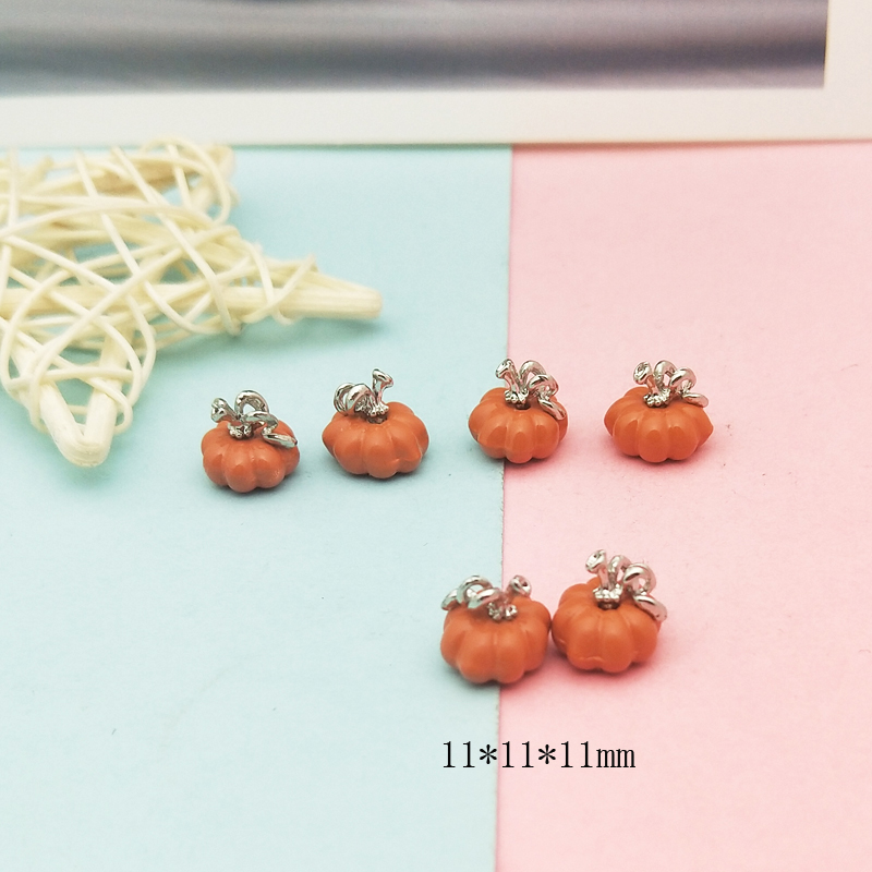10pcs 3D Orange Pumpkin Enamel Charms Halloween Jingle Bell Metal Pendants DIY Earring Accessories Bracelet Jewelry Making FX288