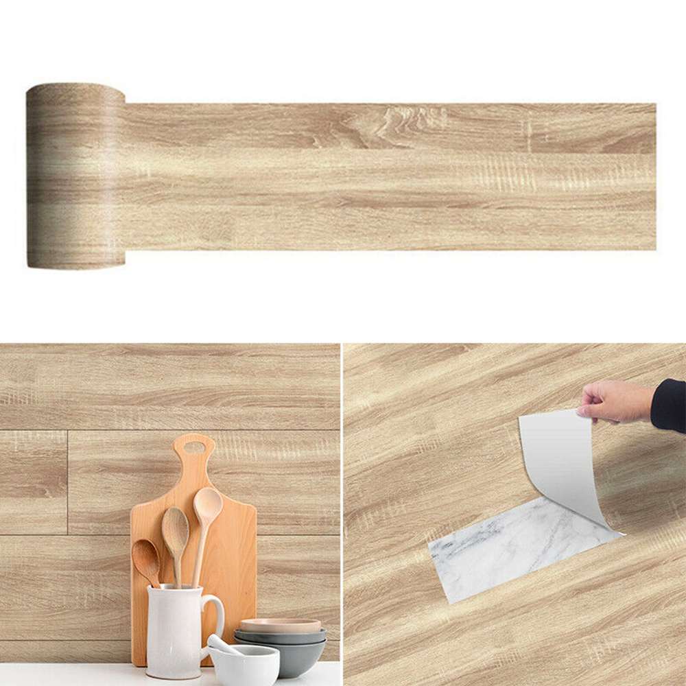20X300cm Modern Style Floor Stickers Wood Grain Waterproof Self-adhesive Bedside Wall Decoration Wallpaper Bathroom Decor