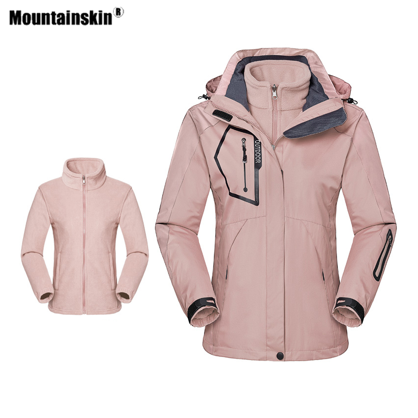 Mountainskin Winter Men Women‘s 2 Pcs Hiking Thick Jackets Outdoor Camping Fleece Windbreaker Climbing Trekking Warm Coats VA828