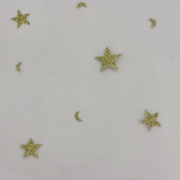 Glitter Gold Star Moon Nylon Sheer Tulle