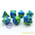 Bescon 6X7 42pcs Polyhedral Dice Set-6 Unique Two-Tone Gemini Polyhedral 7-Die Sets with Pouches for Dungeons and Dragons DND