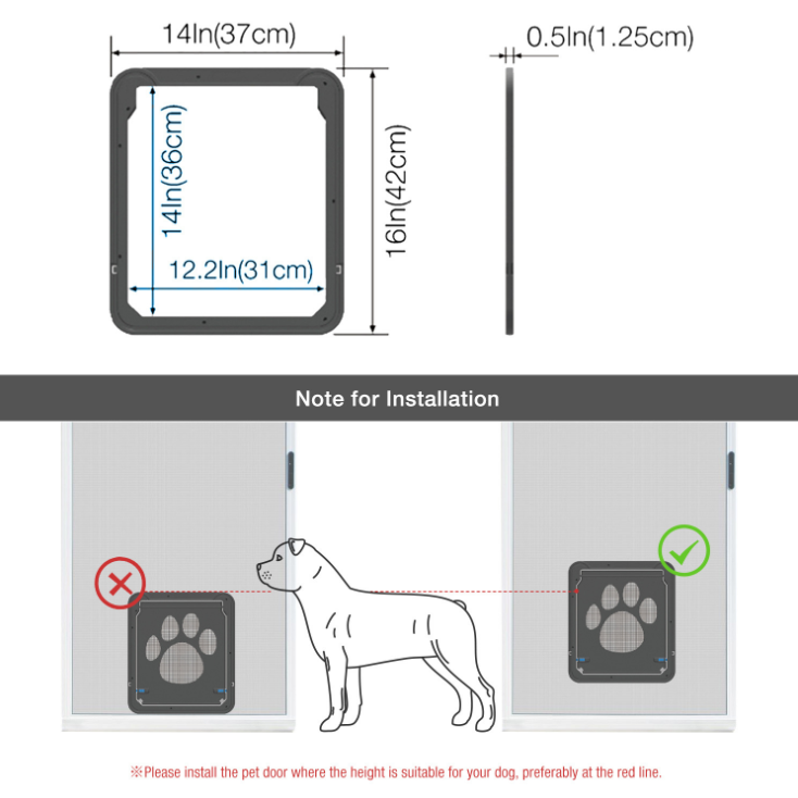 Quality Pet Door Controllable Access Openings Cat Dog Window Footprint Pattern Pet Cat Door Window Door Screen Doggie Flap Pet
